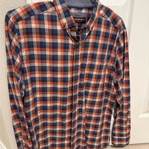 Johnston & Murphy Blue and Orange Heathered Woven Shirt